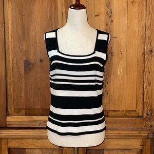 RENA ROWAN Black striped Retro Sweater Sz. L